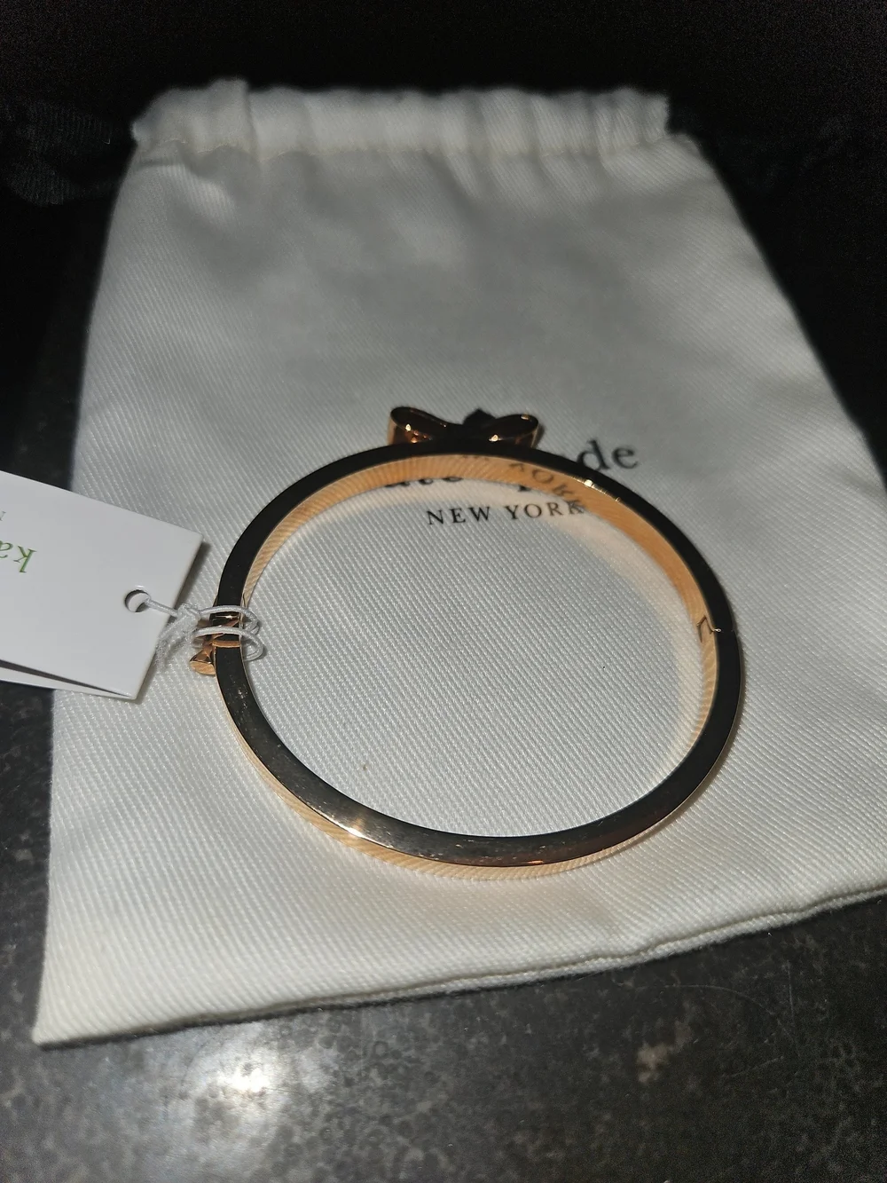 Kate Spade Ready Set Bow Bangle Bracelet Rose Gold Tone O0RU1567 - Picture 5 of 11